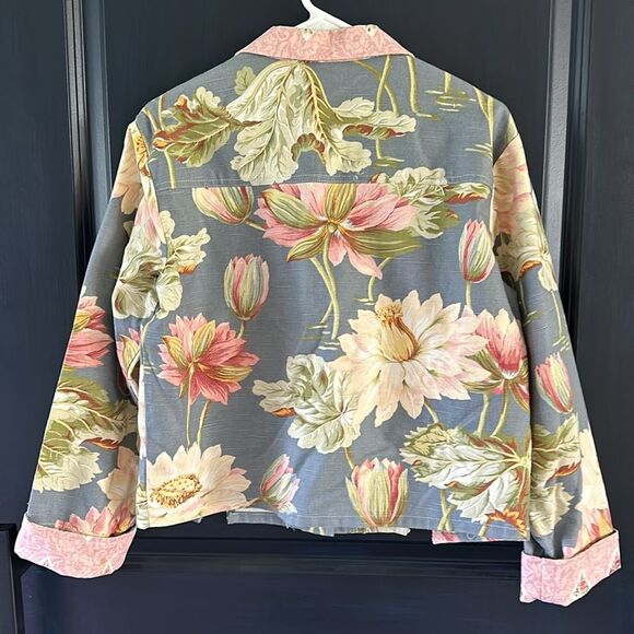 Vintage Floral Tapestry Spring Flowers Jacket Cottage Core Handmade Custom USA S - Picture 5 of 5